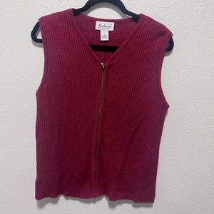 Westbound Red Ribbed Zip Up Vest Size Large